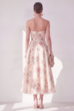 Vestido midi floral midi de tirantes sin tirantes de chaqueta