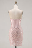 Corsé bodycon de satén Sweetheart Blush Vestido de bienvenida a casa