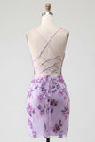 Vestido de Homecoming Blush Bodycon Bodycon con escote halter, corsé transparente, lentejuelas