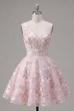 Vestido rosa de fin de semana floral de un solo hombro con un solo hombro