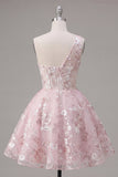 Vestido rosa de fin de semana floral de un solo hombro con un solo hombro