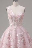 Vestido rosa de fin de semana floral de un solo hombro con un solo hombro