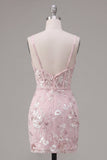 Corsé rosa con tirantes finos de tirantes finos Vestido floral de bienvenida