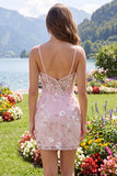 Corsé rosa con tirantes finos de tirantes finos Vestido floral de bienvenida