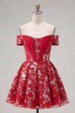 Vestido de corsé corto corsé corto de línea roja brillante con cuentas