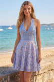 Vestido de bienvenida con un vestido de bienvenida corto, lazos gris azules brillantes con cuentas y lazos