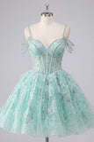 Vestido de bienvenida a casa con cuentas y corsé floral A-Line Mint