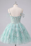 Vestido de bienvenida a casa con cuentas y corsé floral A-Line Mint