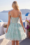 Vestido de bienvenida a casa con cuentas y corsé floral A-Line Mint
