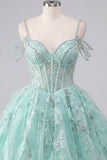 Vestido de bienvenida a casa con cuentas y corsé floral A-Line Mint
