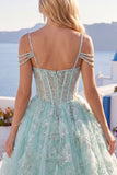 Vestido de bienvenida a casa con cuentas y corsé floral A-Line Mint