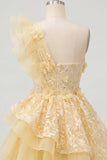 Vestido de bienvenida a casa, amarillo mantequilla con volantes y con volantes, vestido de bienvenida a casa