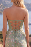 Vestido de bienvenida floral bodycon corsé rosa Sweetheart con aplicaciones