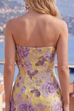 Vestido de bienvenida floral Bodycon Bodycon Jacquard azul con lazo