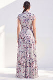 Vestido largo blanco de Madre de la Novia con A-Line Floral y cinturón