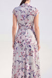 Vestido largo blanco de Madre de la Novia con A-Line Floral y cinturón