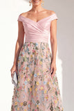 Blush A-Line Off the Shoulder, vestido largo floral de madre de la novia