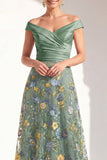Blush A-Line Off the Shoulder, vestido largo floral de madre de la novia