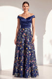 Blush A-Line Off the Shoulder, vestido largo floral de madre de la novia