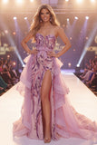 Vestido largo de certamen de sirena de lentejuelas gris gris y brillante con abertura