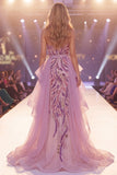 Vestido largo de certamen de sirena de lentejuelas gris gris y brillante con abertura