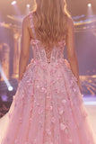 Vestido largo de concurso largo floral de corte de sirena rosa de un hombro transparente
