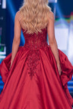 Vestido largo de concurso con corsé transparente Red Mermaid y fajilla