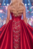 Vestido largo de concurso Sweetheart Burgundy Sirena con cuentas y faja