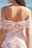 Vestido blanco A Little Color Floral Línea A Little Shoulder