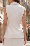 Vestido de trabajo de solapa de dos piezas de solapa con chalón de marfil