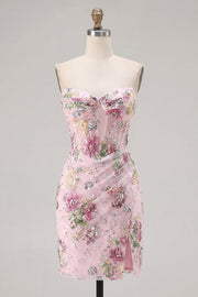 Vestido de bienvenida floral de bienvenida Corsé transparente corsé transparente rosa