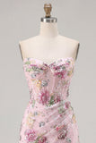 Vestido de bienvenida floral de bienvenida Corsé transparente corsé transparente rosa