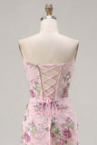 Vestido de bienvenida floral de bienvenida Corsé transparente corsé transparente rosa