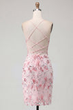 Corsé floral rosa con lentejuelas y vestido bodycon Homecoming