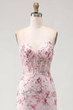 Corsé floral rosa con lentejuelas y vestido bodycon Homecoming