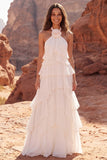 Vestido bohemio de línea A con volantes con húncer