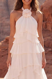Vestido bohemio de línea A con volantes con húncer