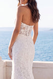 Vestido de novia con cola floral sirena marfil con marfil halter