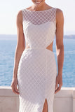 Vestido de novia sirena con corte de encaje marfil y abertura