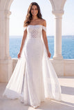 Vestido de novia Sirena Marfil con hombros descubiertos