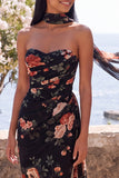 Vestido formal largo de chiffon floral con abertura de Sirena Negra