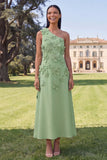 Vestido amarillo midi floral de línea en A de un solo hombro
