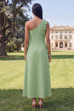 Vestido amarillo midi floral de línea en A de un solo hombro
