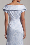 Vestido largo de madre de novia azul cielo sirena con abertura