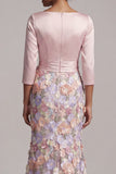 Vestido largo de sirena floral con cuello barco y bolsillos