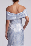 Vestido largo de madre de la novia sirena azul cielo con bolsillos