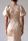 Vestido de Madre de la Novia con manga abullonada de sirena de champán