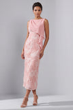 Blush Bateau Neck Sheath Vestido Midi de Madre de la Novia