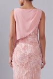 Blush Bateau Neck Sheath Vestido Midi de Madre de la Novia