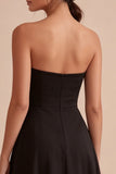 Vestido de corbata negra A Line A Line sin tirantes